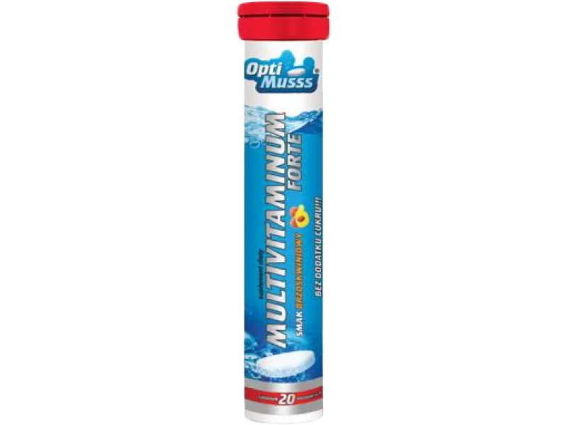Opti Muss multiwitamina forte, smak brzoskwiniowy, tabletki musujące, 20 tabl.