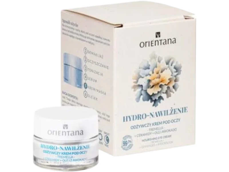 Orientana Hydro-Nawilżenie Odżywczy krem pod oczy Tremella Ceramidy Olej awokado, 15 ml