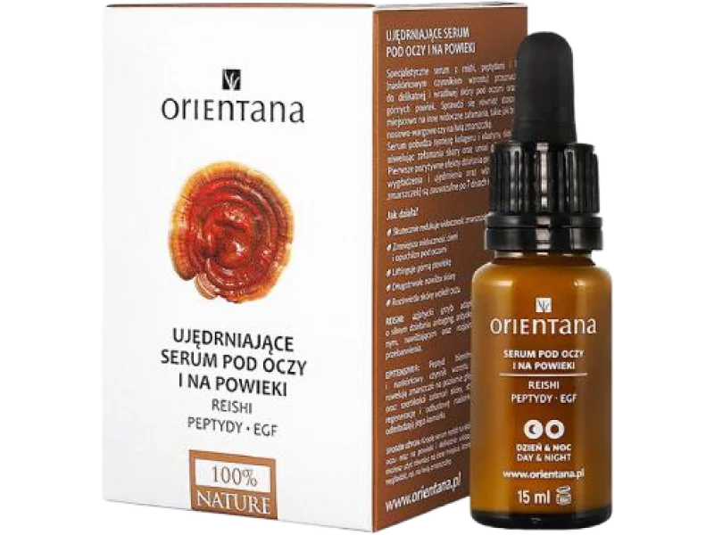 Orientana Ujędrniające serum pod oczy i na powieki Reishi, Peptydy, EGF, 15 ml