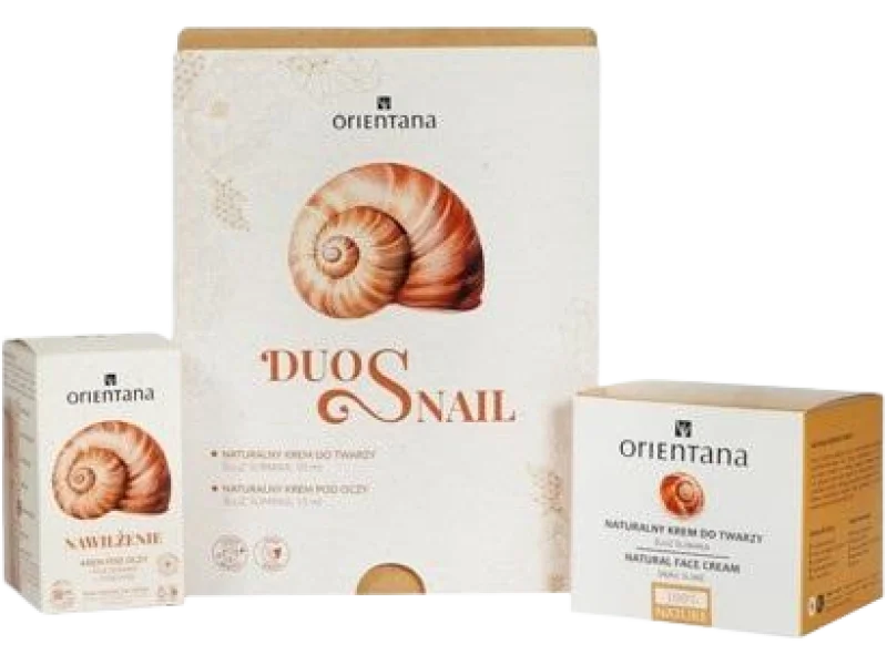 Orientana Zestaw Duo Snail Naturalny krem do twarzy Śluz ślimaka + Nawilżający krem pod oczy Śluz ślimaka Stoechiol, 65 ml