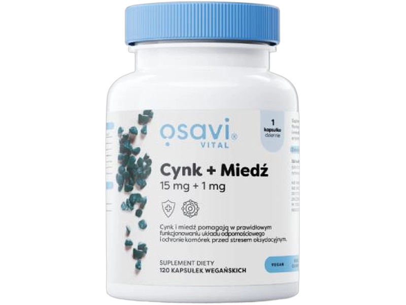 OSAVI Vital cynk + miedź, kapsułki, 15 mg + 1 mg, 120 kaps.