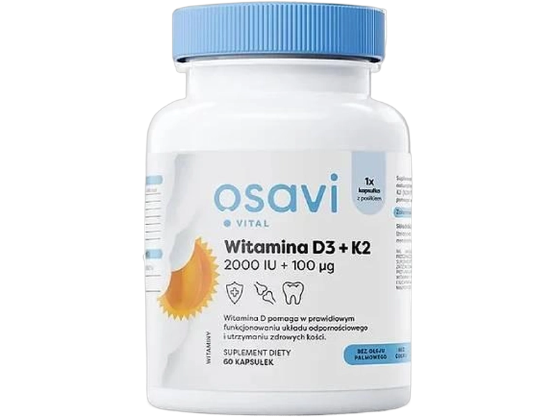 OSAVI Vital witamina D3 + K2, kapsułki miękkie, 50 µg + 100 µg, 60 kaps.