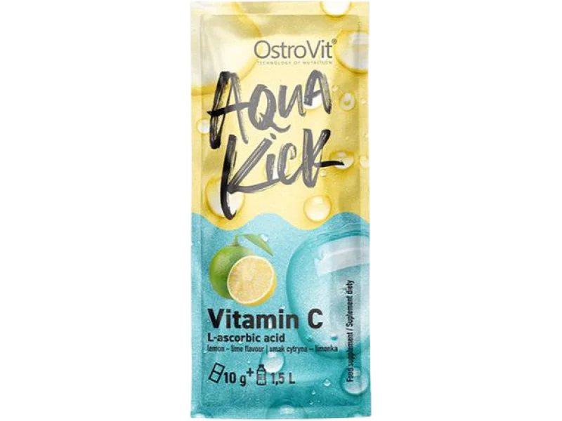 OstroVit Aqua Kick witamina C, smak cytrynowo-limonkowy, proszek, 10 g