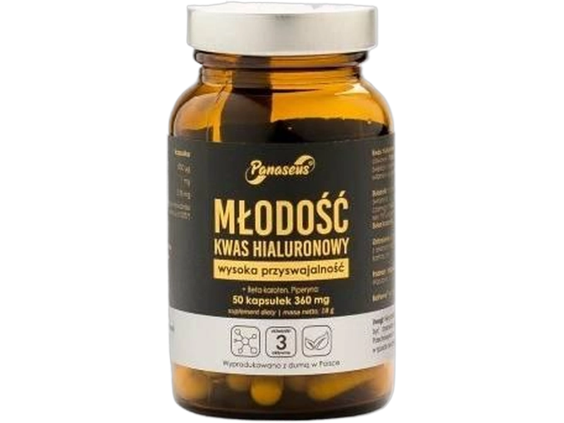 Panaseus Młodość kwas hialuronowy, kapsułki, 50 kaps.