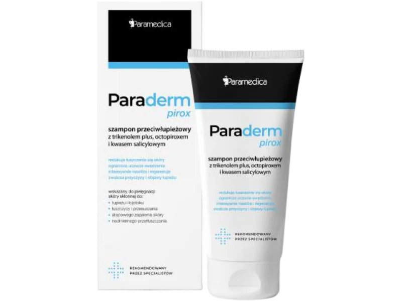 PARADERM PIROX Szampon przeciwłupieżowy z trikenolem plus, octopiroxem i kwasem salicylowym, 150 ml