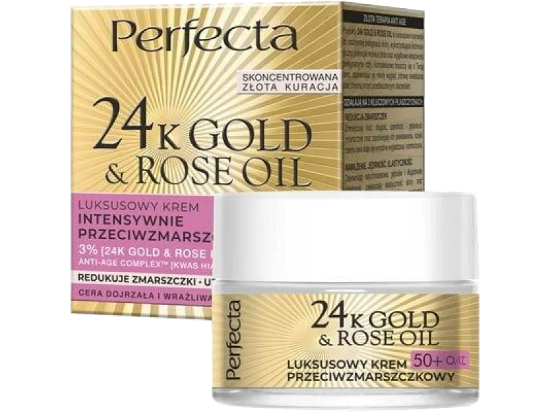 PERFECTA 24K Gold & Rose Oil luksusowy krem intensywnie przeciwzmarszczkowy, 50 ml