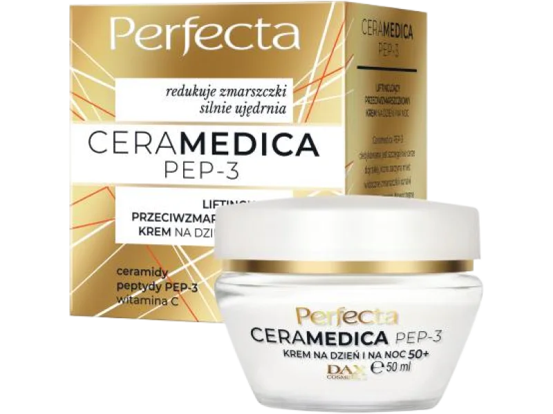 PERFECTA Ceramedica PEP-3 Liftingujący przeciwzmarszczkowy krem na dzień i na noc 50+, 50 ml