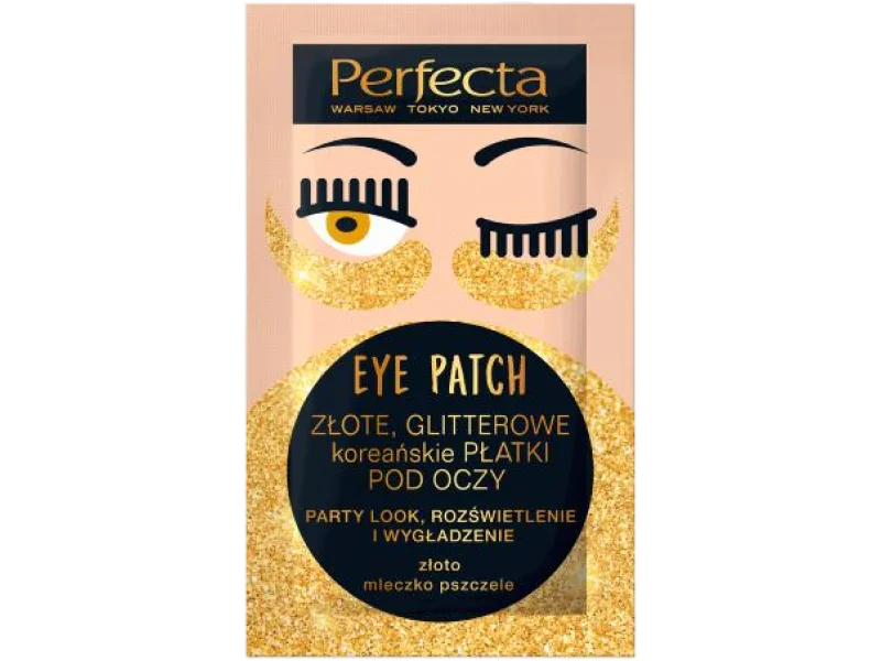 PERFECTA Eye Patch Złote glitterowe koreańskie płatki pod oczy, 1 szt.
