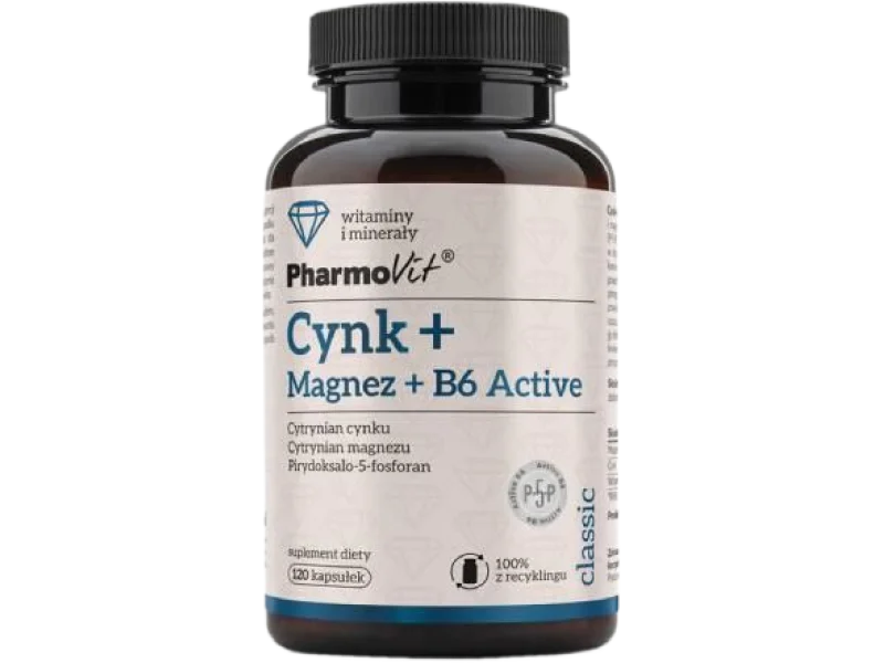 PHARMOVIT Cynk+Magnez+B6 Active, kapsułki, 120 kaps.