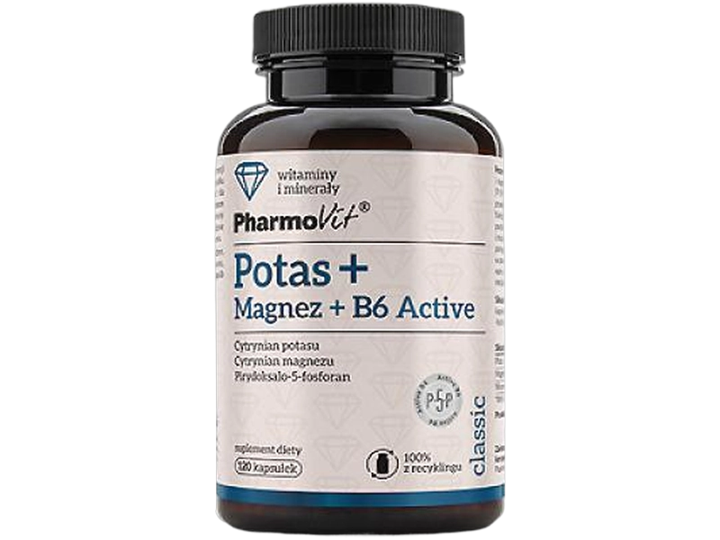 Pharmovit Potas + magnez + B6 Active, kapsułki, 120 kaps.
