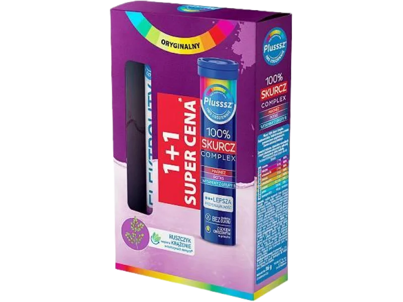 Plusssz Zestaw Elektrolity Senior 100% complex + Elektrolity 100% skurcz complex, tabletki musujące, 24 + 20 szt.