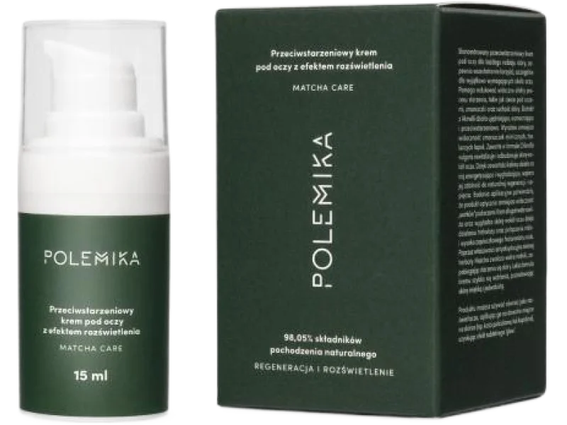 POLEMIKA Przeciwstarzeniowy krem pod oczy z efektem rozświetlenia Matcha Care, 15 ml