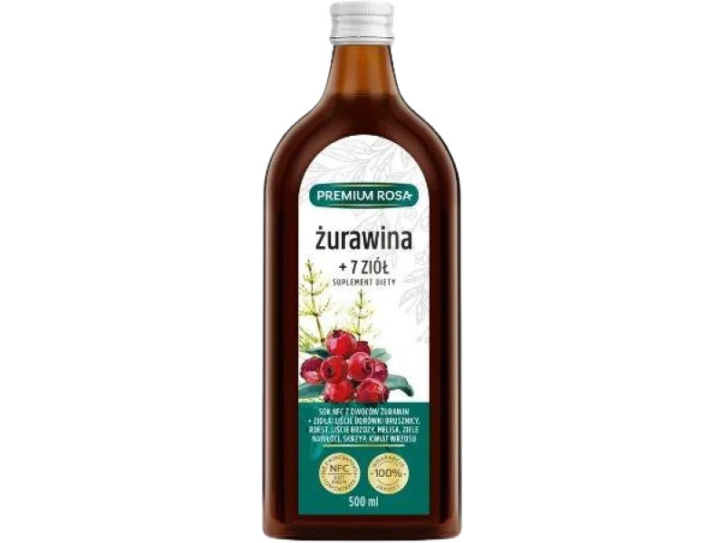 Premium Rosa Sok Żurawina + 7 ziół, płyn doustny, 500 ml