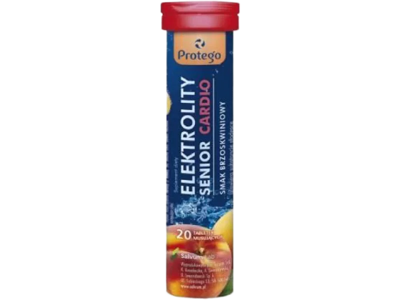 Protego Elektrolity Senior Cardio smak brzoskwiniowy, tabletki musujące, 20 tabl.