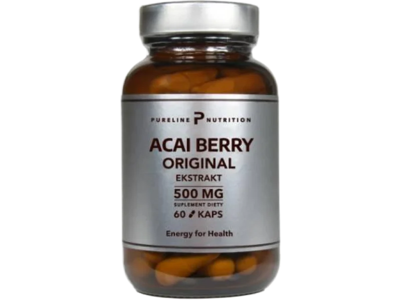 Pureline Nutrition Acai Berry Original Ekstrakt z jagód Acai, kapsułki, 500 mg, 60 kaps.