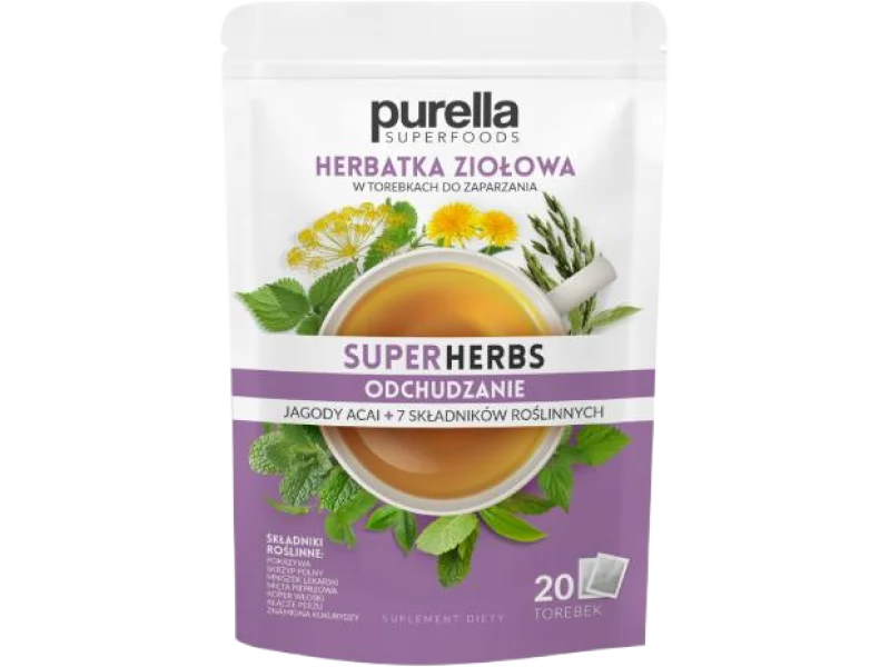 Purella SuperHerbs Mieszanka ziół Odchudzanie, zioła do zaparzania, 20 szt.