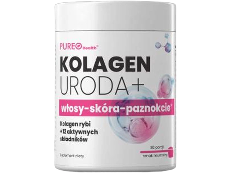 Pureo Health Kolagen uroda + włosy + skóra + paznokcie, smak truskawkowo-malinowy, proszek, 114 g