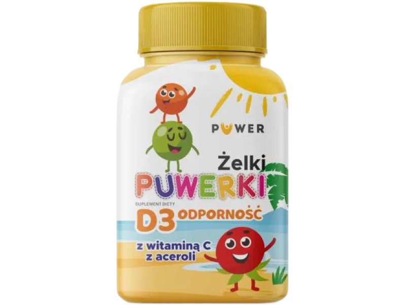 Puwerki D3 Odporność z witaminą C z aceroli, żelki, 150 g