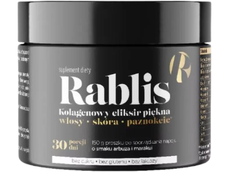 Rablis peptydy kolagenowe, kwas hialuronowy i biotyna o smaku arbuza i marakui, proszek, 150 g