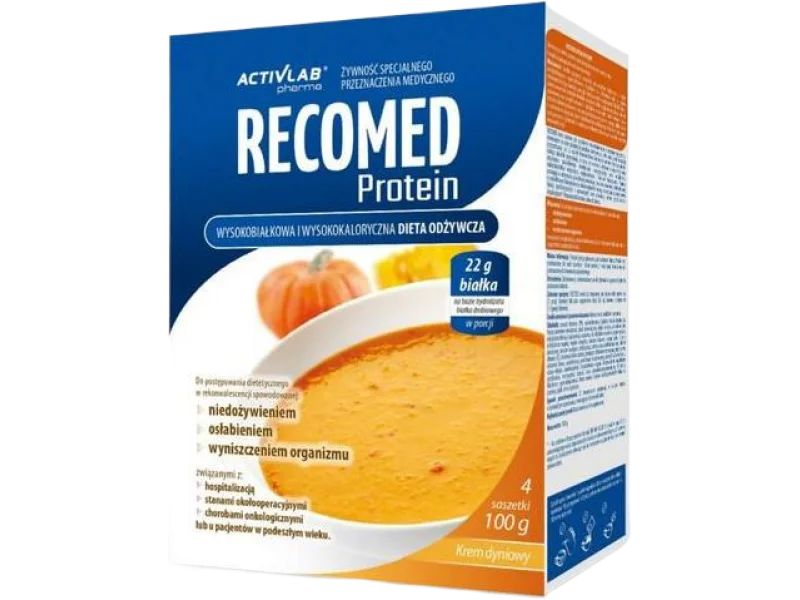 RECOMED Protein Proszek o smaku kremu dyniowego, 4 szt.