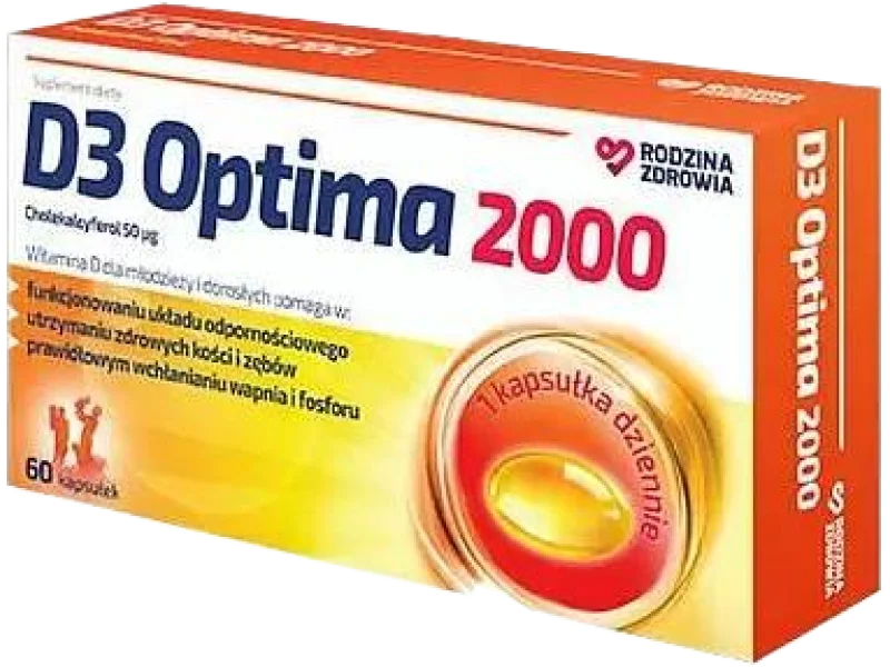 Rodzina Zdrowia D3 OPTIMA 2000, kapsułki, 2000 j.m., 60 kaps.