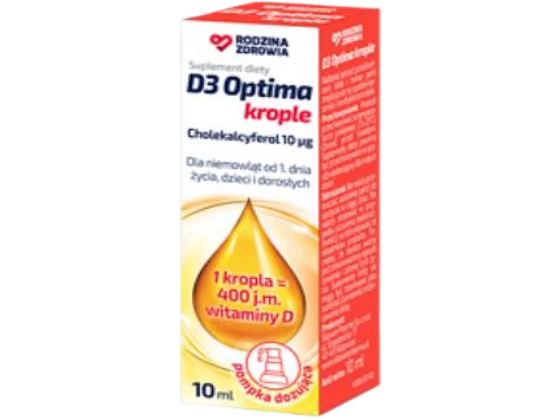 Rodzina Zdrowia D3 Optima, krople, 10 μg, 10 ml