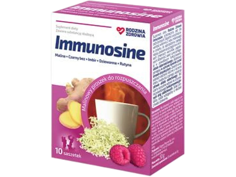 Rodzina Zdrowia Immunosine smak malinowy, saszetki, 10 sasz.