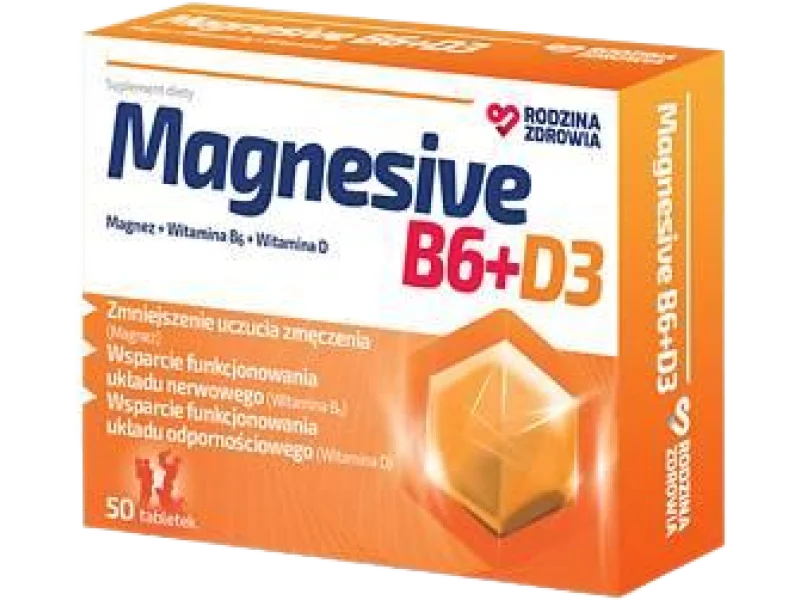 Rodzina Zdrowia Magnesive B6 + D3, tabletki, 50 tabl.