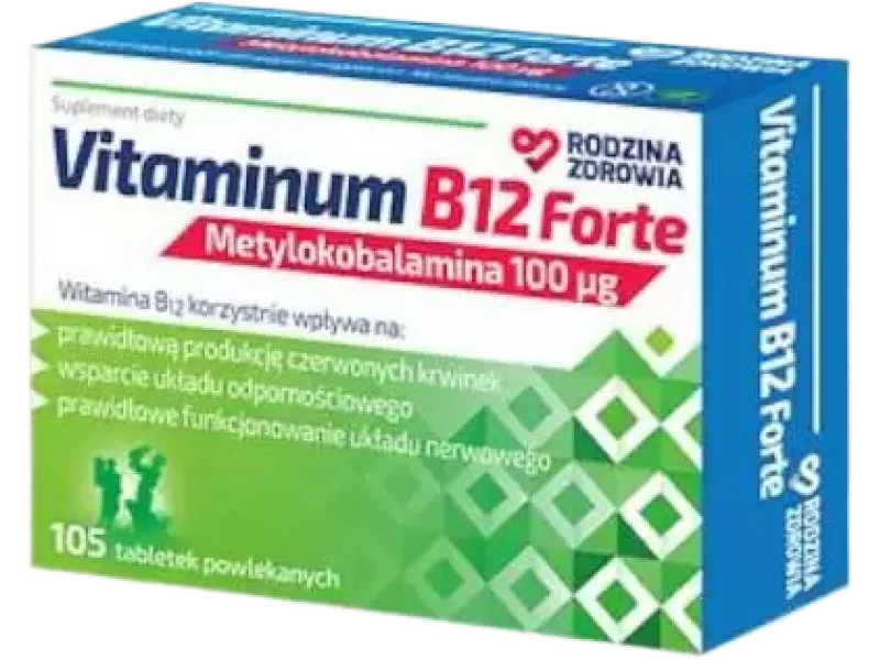 Rodzina Zdrowia Vitaminum B12 Forte metylokobalamina, tabletki powlekane, 100 µg, 105 tabl.