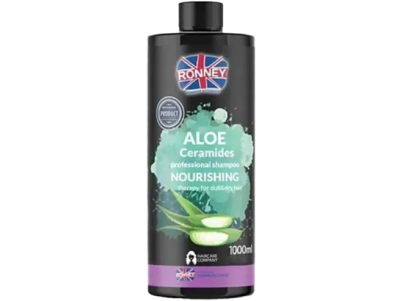 RONNEY Aloe Ceramides Nawilżający szampon do włosów matowych i suchych z aloesem i ceramidami, 1000 ml