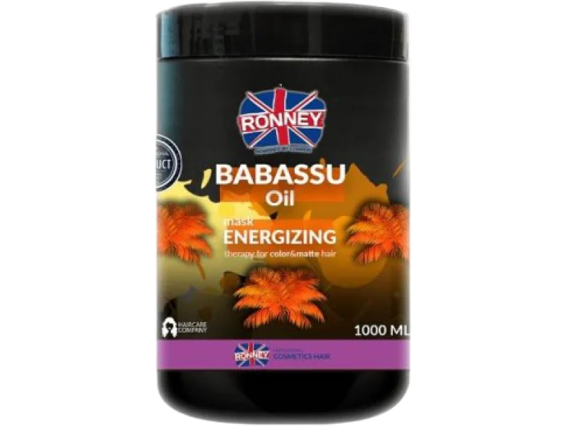 RONNEY Babassu Oil Energizing Therapy Maska energetyzująca do włosów farbowanych i pozbawionych blasku, 1000 ml