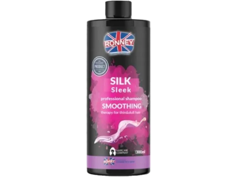 RONNEY Silk Sleek Wygładzający szampon do włosów cienkich i suchych z jedwabiem, 1000 ml