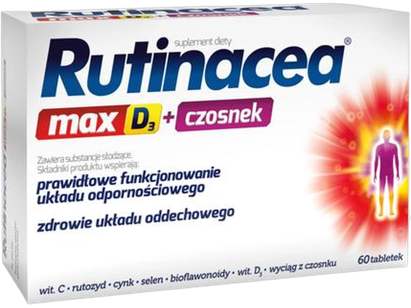 Rutinacea Max D3 + czosnek, tabletki, 60 tabl.