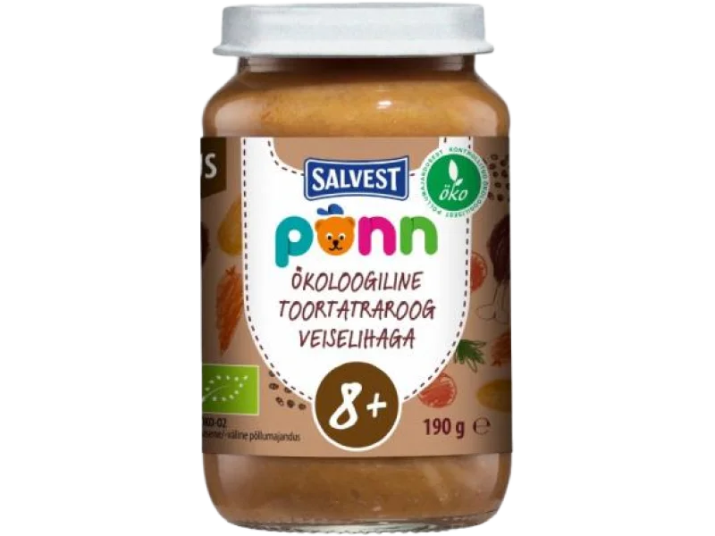 SALVEST PÕNN BIO mięso wołowe z kaszą gryczaną i warzywami, gotowy posiłek, 190 g