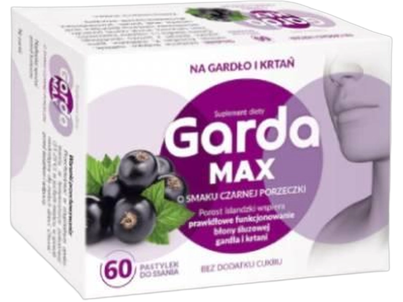 Salvum Garda max, smak czarna porzeczka, pastylki do ssania, 80 mg, 60 szt.