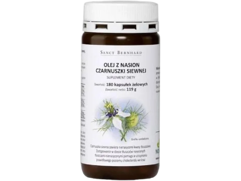 SANCT BERNHARD Olej z nasion Czarnuszki siewnej, kapsułki, 500 mg, 180 kaps.