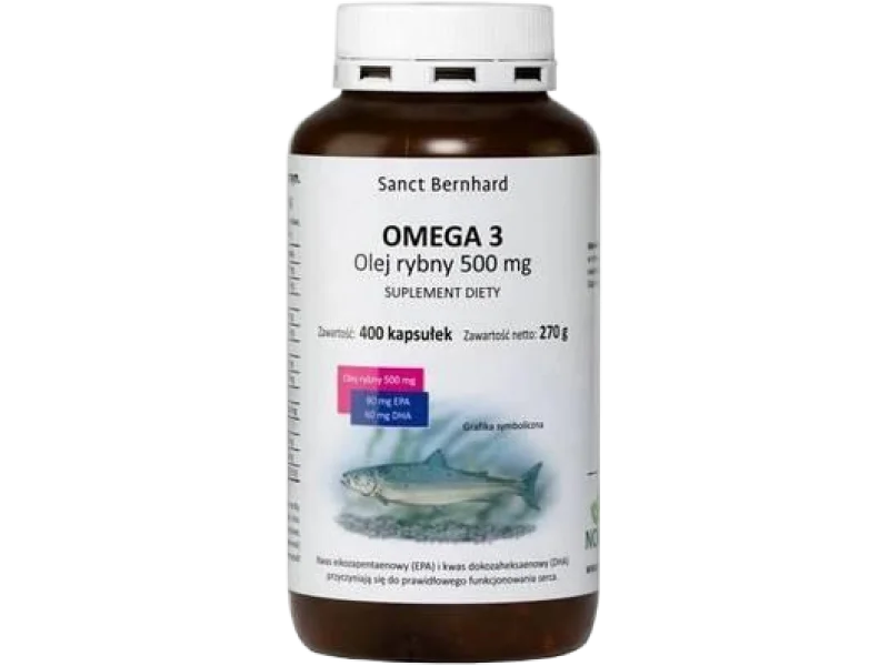 SANCT BERNHARD Omega 3 Olej Rybny, kapsułki, 500 mg, 400 kaps.