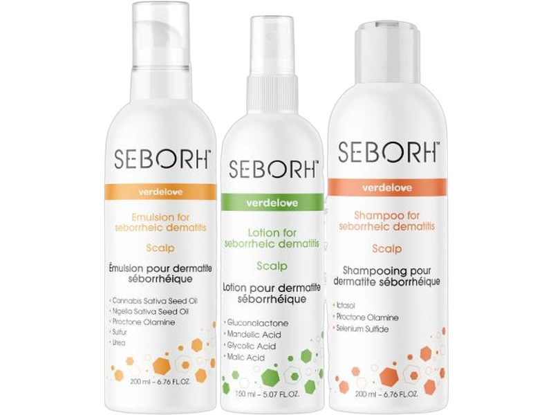 Seborh zestaw 3 dermokosmetyków na łojotokowe zapalenie skóry głowy, szampon + płyn + emulsja, 3 szt.