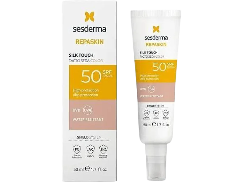 Sesderma Repaskin Silk Touch Color Filtr przeciwsłoneczny do twarzy wyrównujący kolor skóry SPF 50, krem, 50 ml