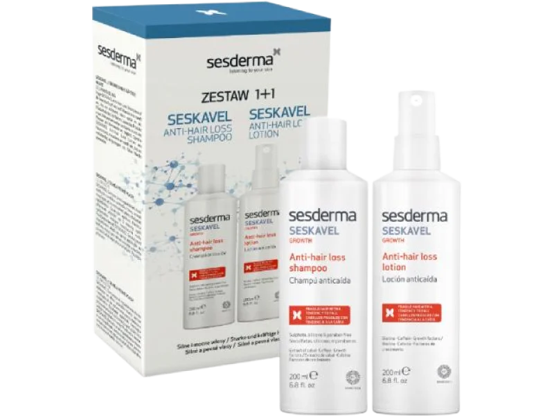 SESDERMA SESKAVEL Zestaw przeciw wypadaniu włosów, szampon,emulsja, 200 + 200 ml