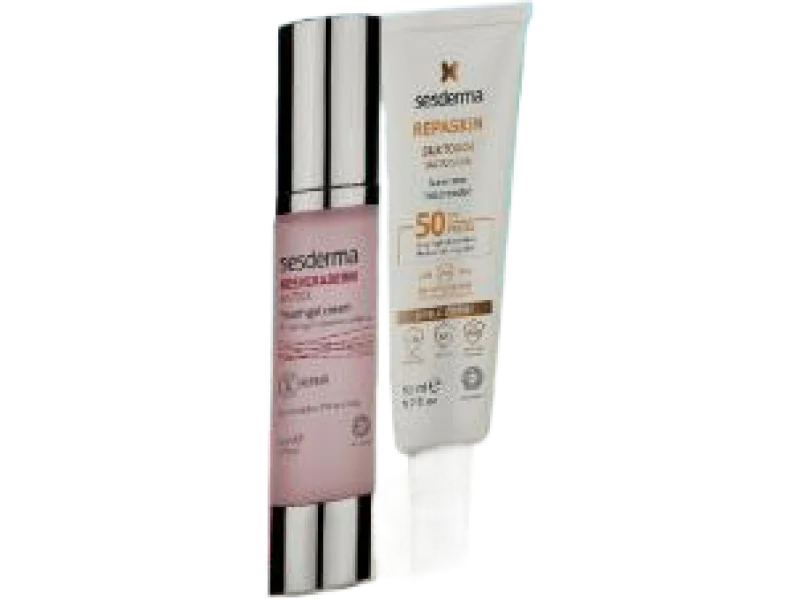 SESDERMA Zestaw Resveraderm + Repaskin Silk Touch Fotoprotektor, krem, 50 ml