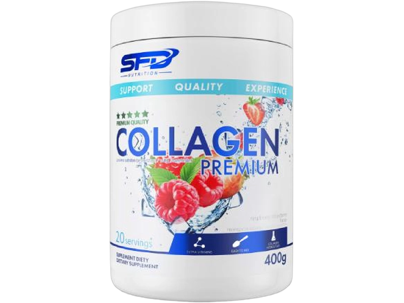 SFD Collagen Premium, smak truskawkowo-malinowy, proszek, 400 g