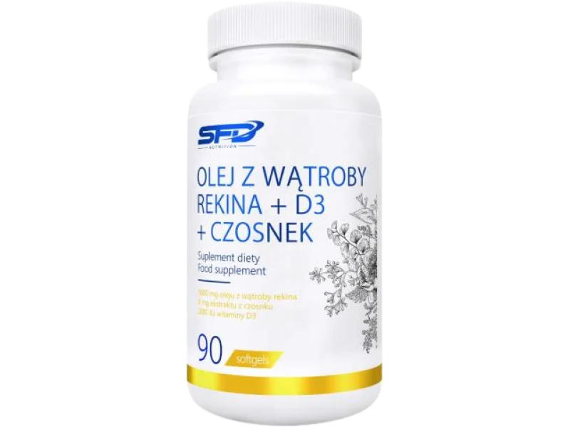 SFD Olej z wątroby rekina + D3 + Czosnek, kapsułki, 90 kaps.