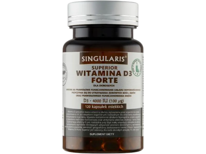 SINGULARIS Witamina D3 Forte 4000IU, kapsułki, 4000 j.m., 120 kaps.