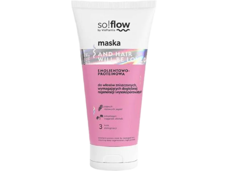 so!flow by Vis Plantis Maska Emolientowo-Proteinowa Do Włosów Zniszczonych, 200 ml