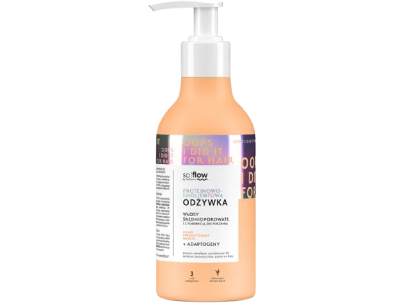 so!flow by Vis Plantis Proteinowo-emolientowa odżywka do włosów średnioporowatych, 400 ml