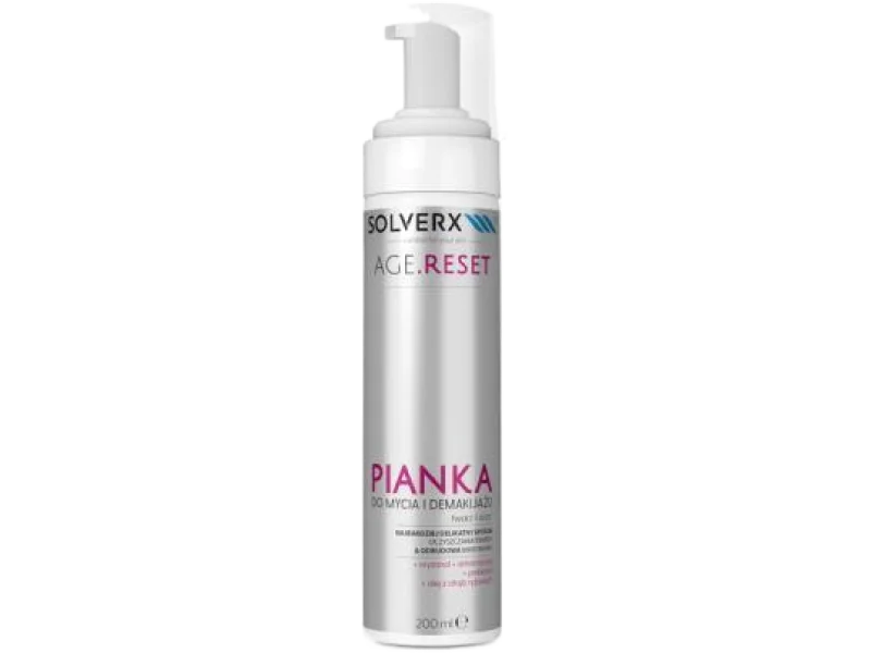 SOLVERX AGE RESET pianka do mycia twarzy i demakijażu, 200 ml