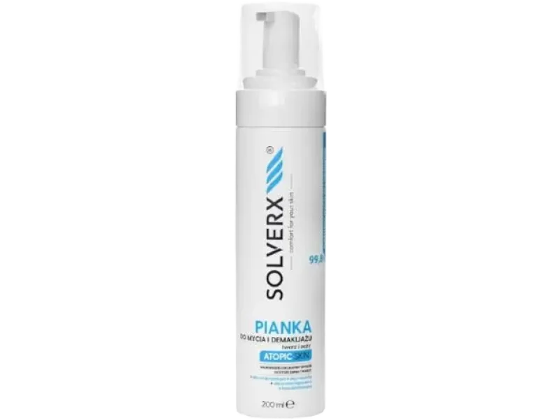 Solverx Atopic Skin pianka do mycia i demakijażu twarzy i oczu, 200 ml