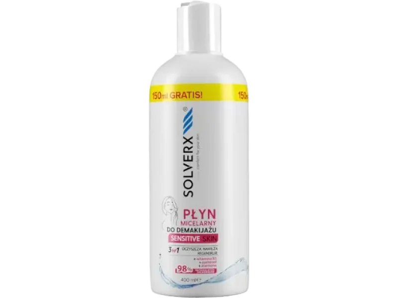Solverx Sensitive Skin płyn micelarny do demakijażu 3w1, 400 ml