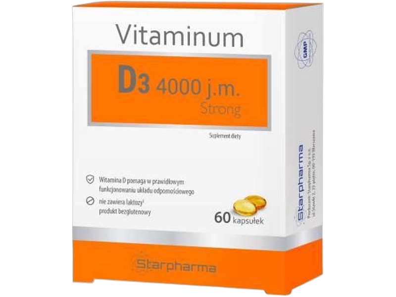 Starpharma Vitaminum D3 Strong, kapsułki, 100 µg, 60 kaps.